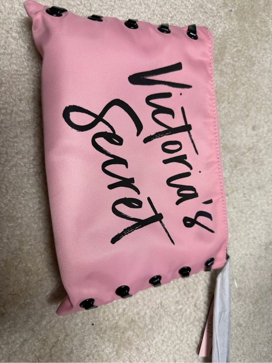 Victoria's Secret Accessories - Victoria's Secret Pink Script Cosmetic Pouch with Black Accents